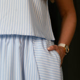 Striped Sleeveless Top + Front Slit Midi Skirt Set