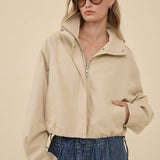 STAND COLLAR DRAWSTRING JACKET