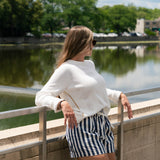 Stripe Twill Denim Shorts