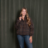 Leona Sherpa Chocolate Bar Plaid