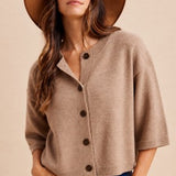 Half Sleeve Button Down Knit Cardigan