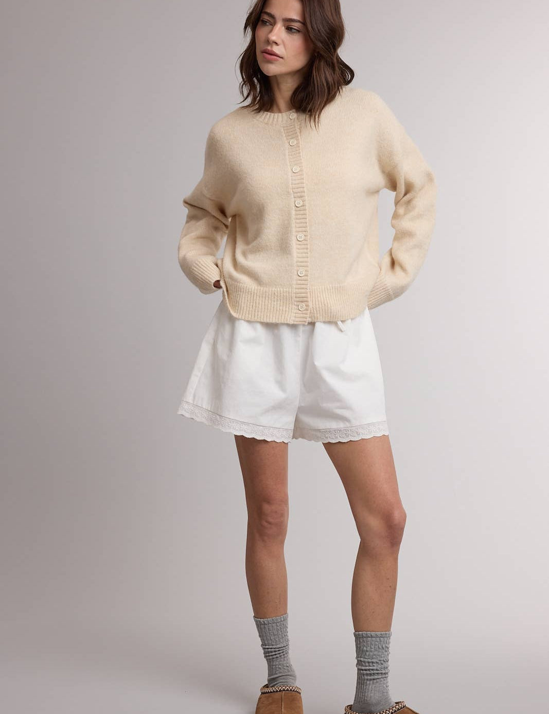 Classic Crewneck Soft Knit Cardigan