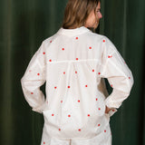 Star Embroidered Button Down Oversized Shirt