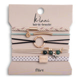 "Flirt" Polka Dot in Cream & Black with Green Accent Hair Tie Bracelets
