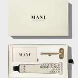Mani sanitizing and moisturizing hand cream with packaging on a white background