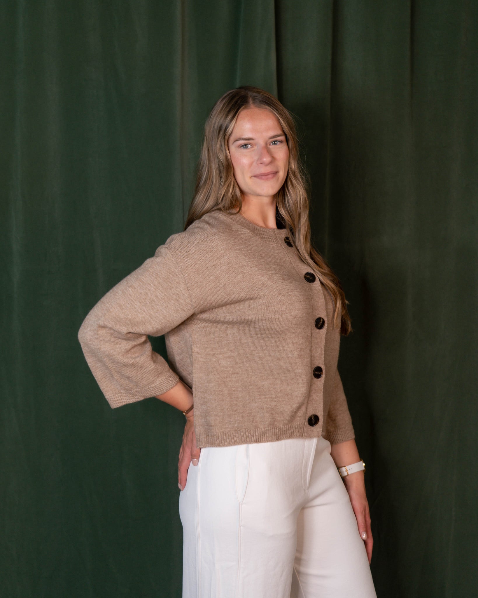 Half Sleeve Button Down Knit Cardigan