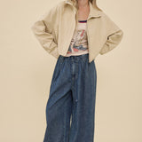 STAND COLLAR DRAWSTRING JACKET