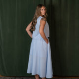 Striped Sleeveless Top + Front Slit Midi Skirt Set