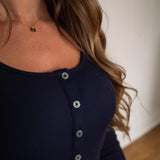 TM Cloud Rib Long Sleeve Button Top
