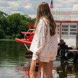Star Embroidered Button Down Oversized Shirt