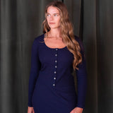 TM Cloud Rib Long Sleeve Button Top