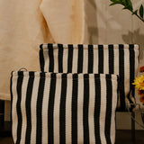 Minimalist Striped Canvas Makeup Bag