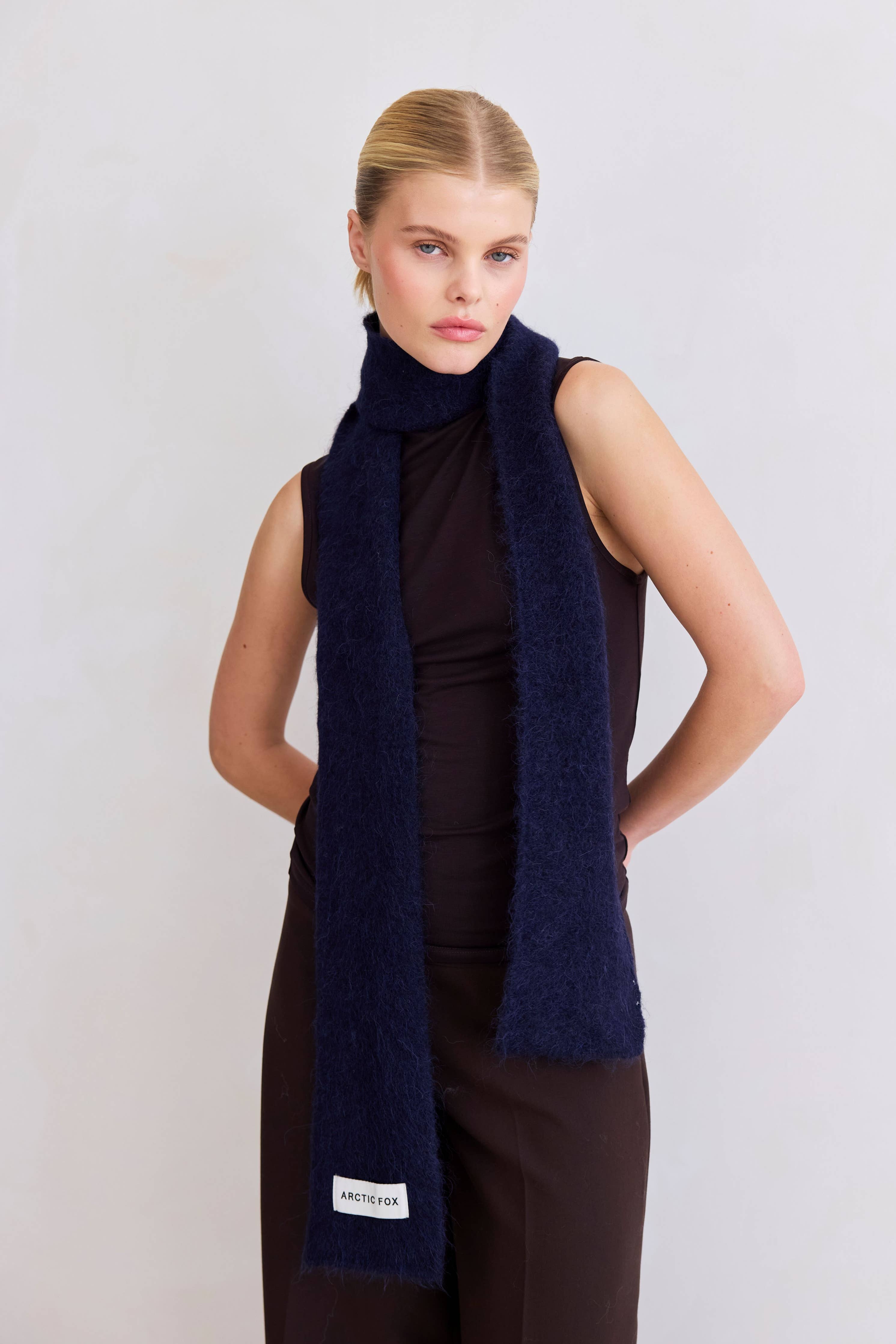 The Alpaca Skinny Scarf - Deep Sea Navy