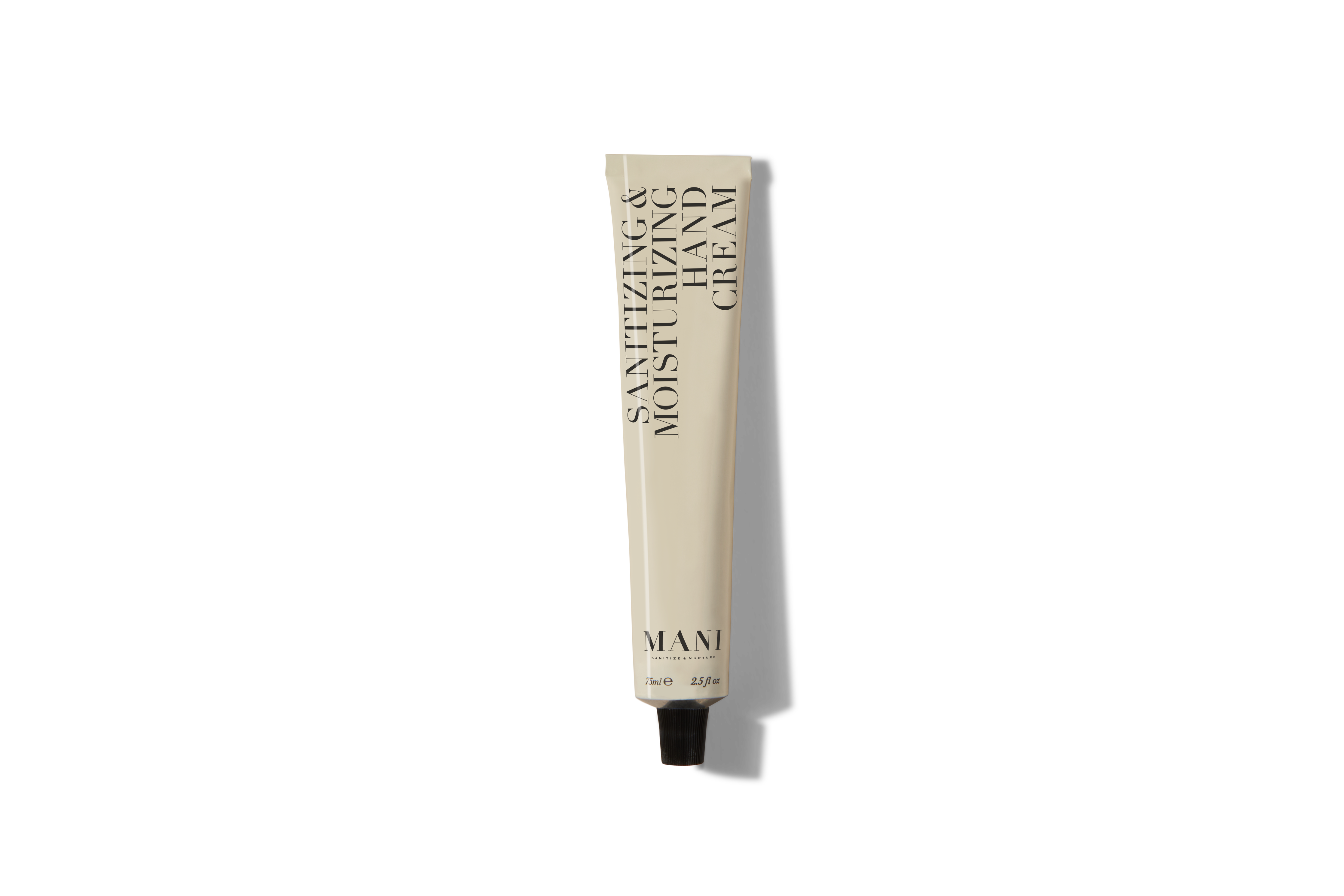 Hand cream tube with visible brand name on a white background