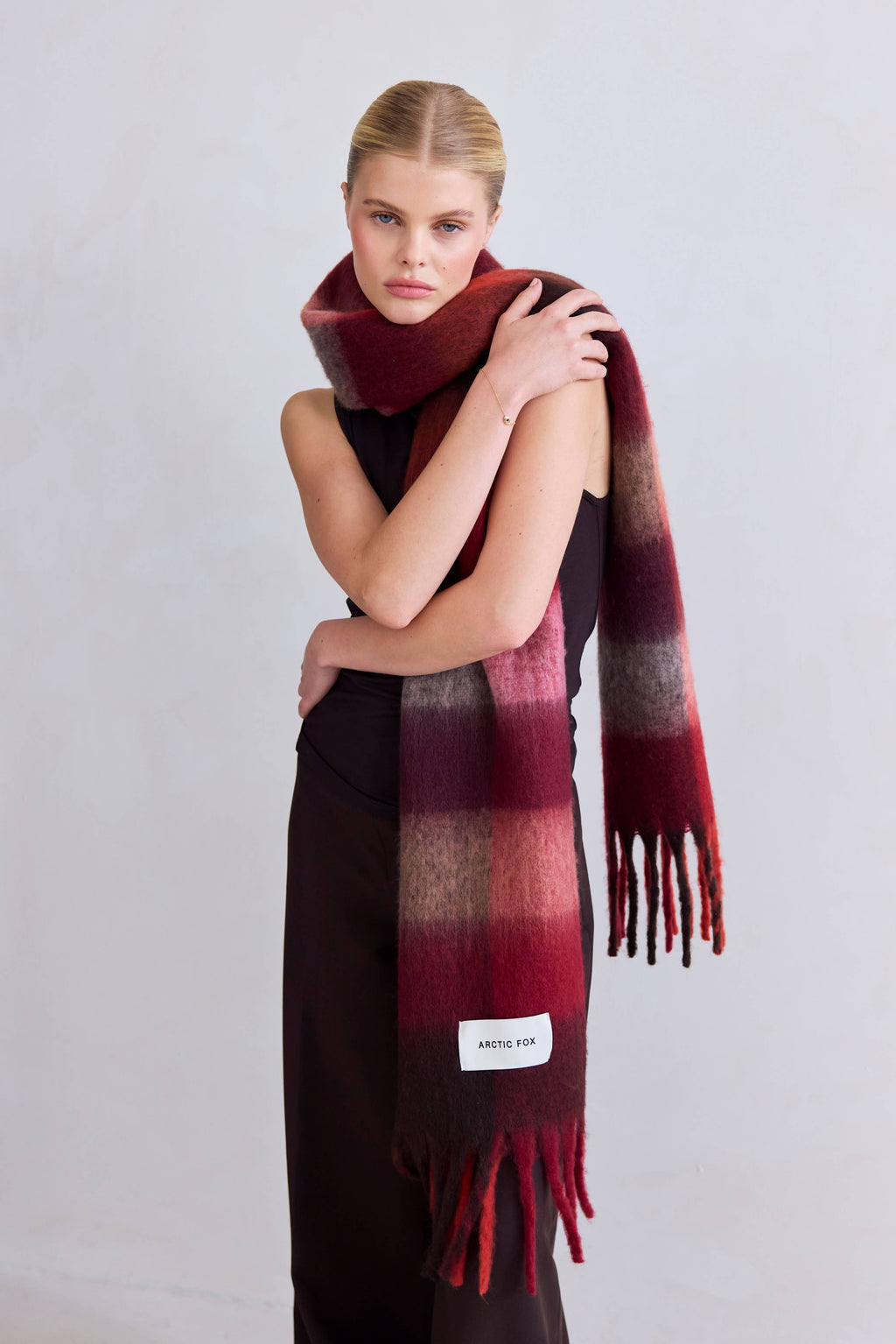 The Reykjavik Scarf - Burgundy check