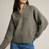 Half Zip Mock Neck Knit Sweater