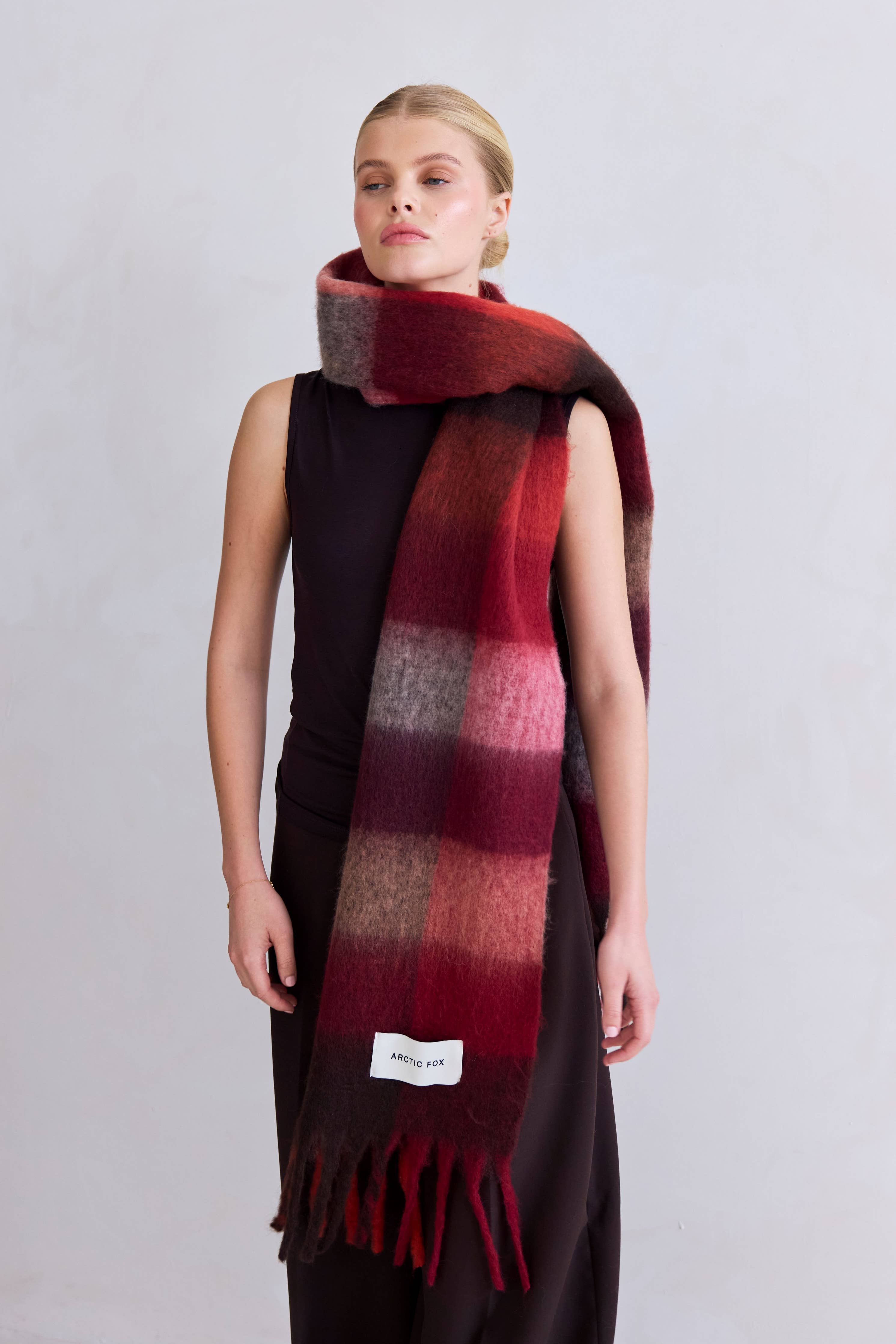 The Reykjavik Scarf - Burgundy check