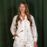 Star Embroidered Button Down Oversized Shirt