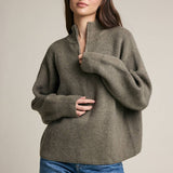 Half Zip Mock Neck Knit Sweater