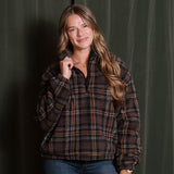 Leona Sherpa Chocolate Bar Plaid