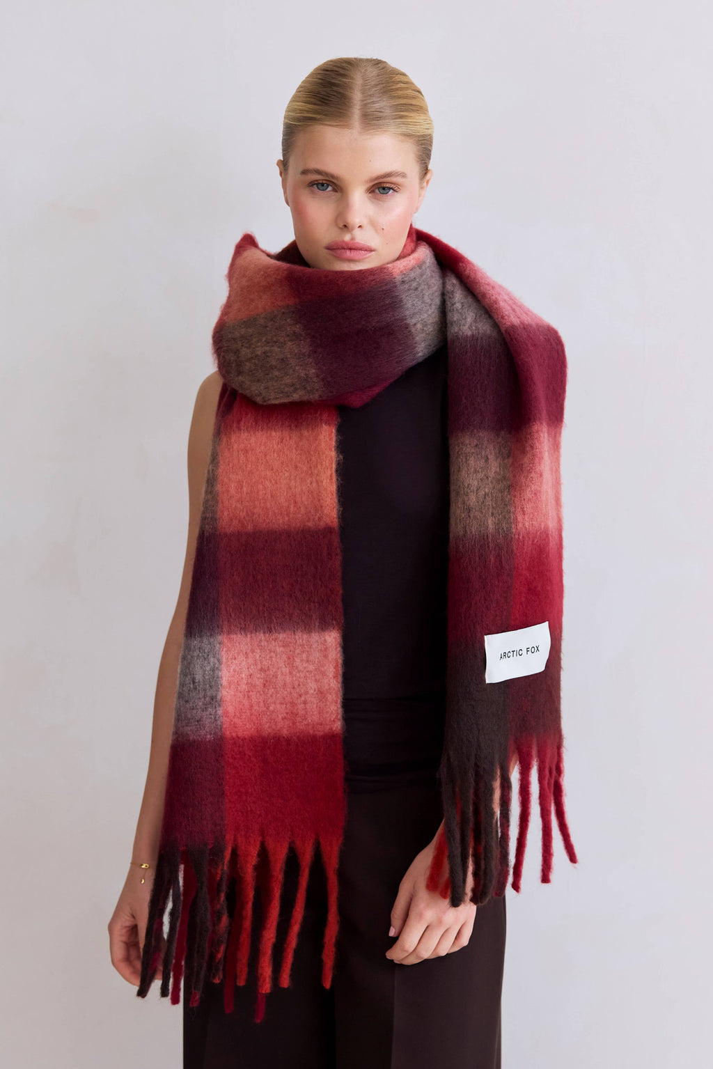 The Reykjavik Scarf - Burgundy check