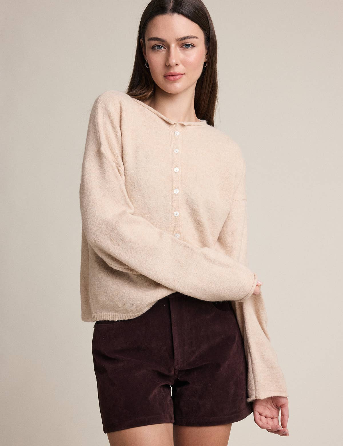 Soft Touch Button Front Cardigan