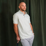 Stone Rose Printed Birdseye Short Sleeve Techno Stretch Polo