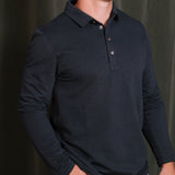 Billy Reid Long Sleeve Herringbone Polo