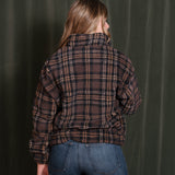 Leona Sherpa Chocolate Bar Plaid