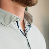 Stone Rose Printed Birdseye Short Sleeve Techno Stretch Polo