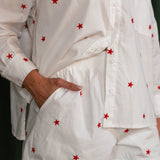 Star Embroidered Woven Relaxed Shorts