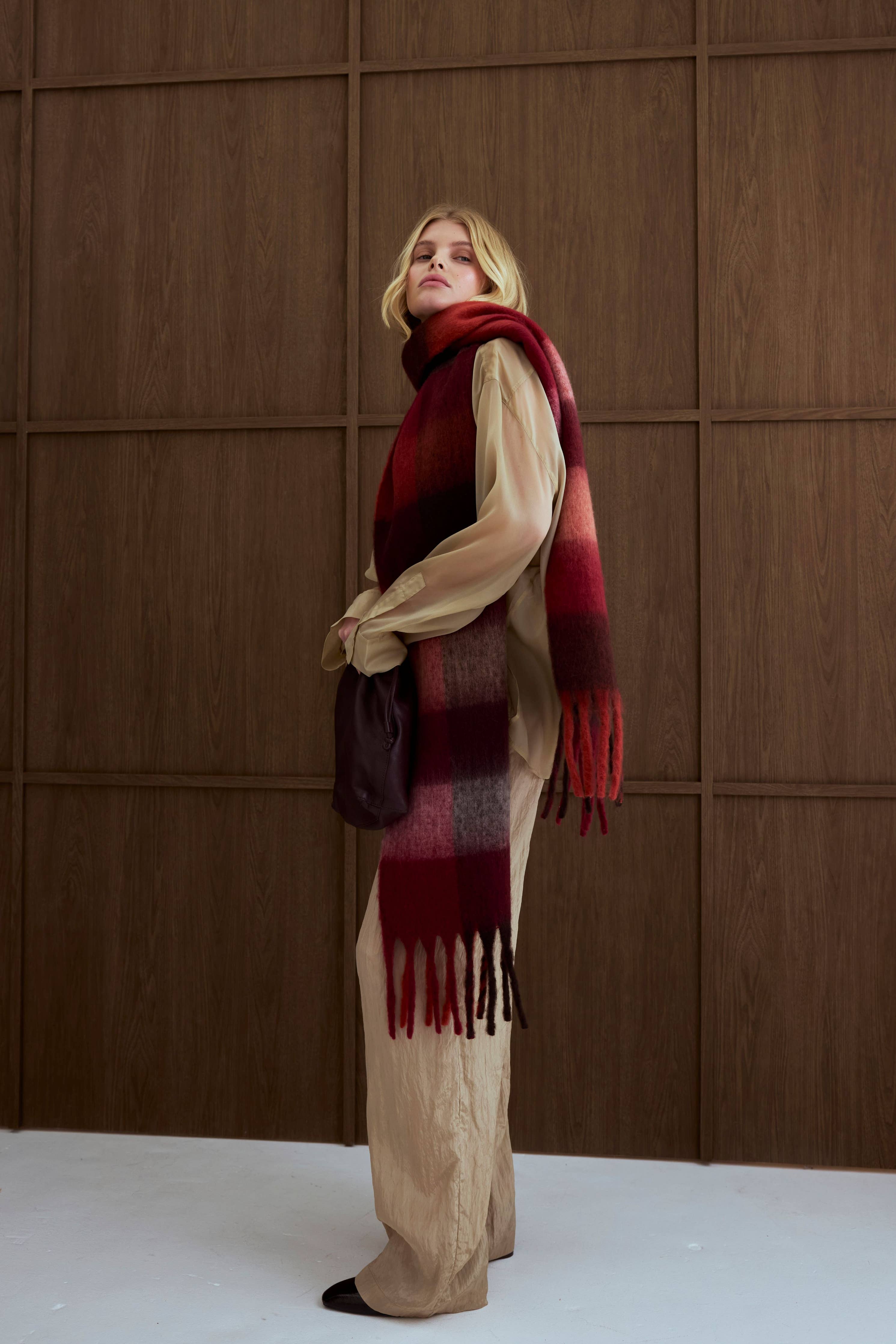 The Reykjavik Scarf - Burgundy check