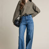 Half Zip Mock Neck Knit Sweater
