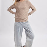 STRIPE CREW NECK KNIT TOP