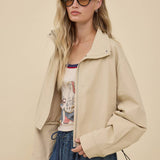 STAND COLLAR DRAWSTRING JACKET