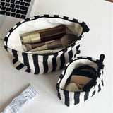Minimalist Striped Canvas Makeup Bag