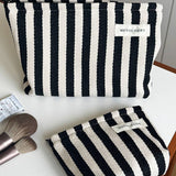 Minimalist Striped Canvas Makeup Bag