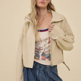 STAND COLLAR DRAWSTRING JACKET