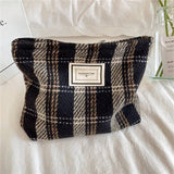 Plaid Color Block Large Capacity Makeup Bag