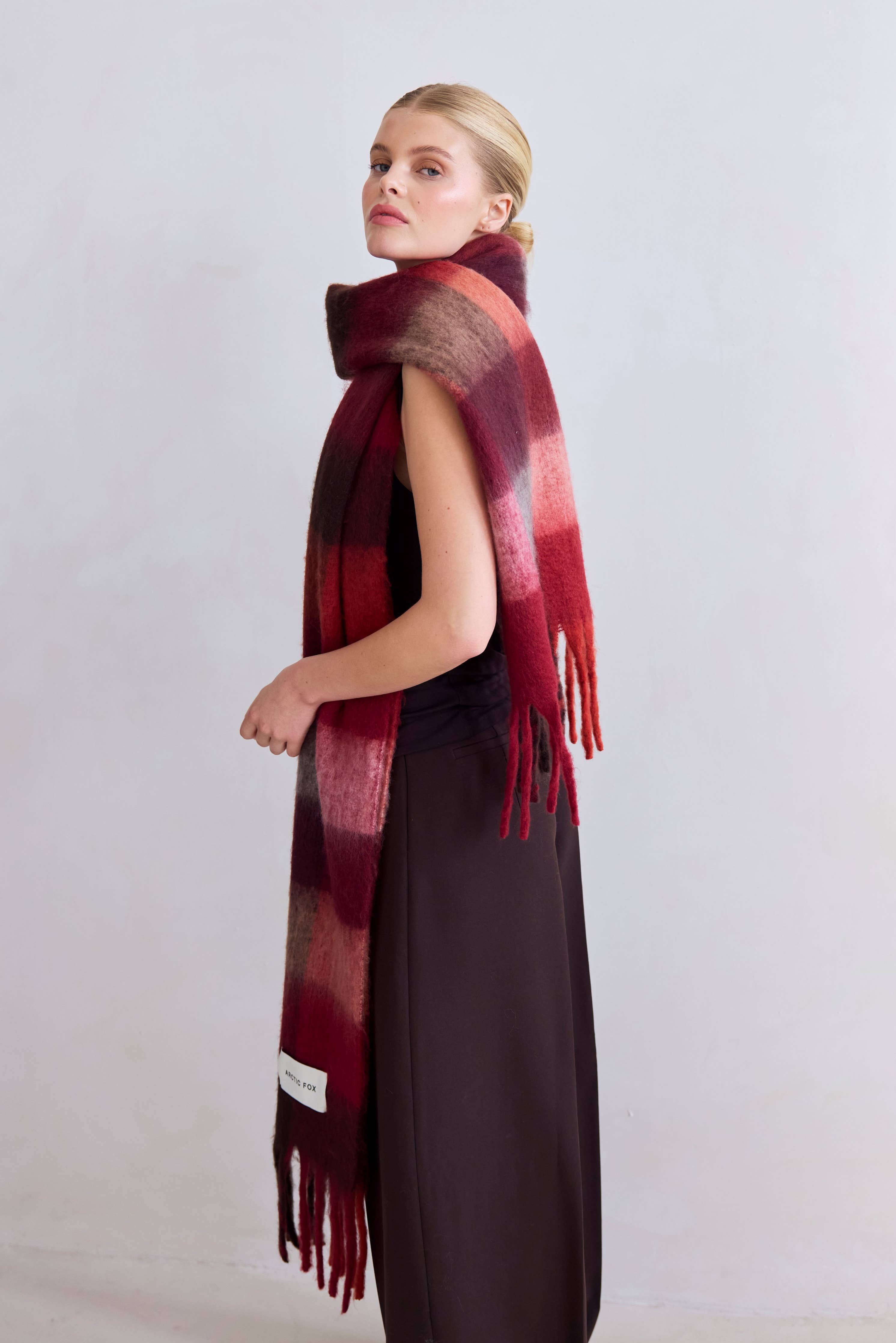 The Reykjavik Scarf - Burgundy check
