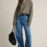 Half Zip Mock Neck Knit Sweater
