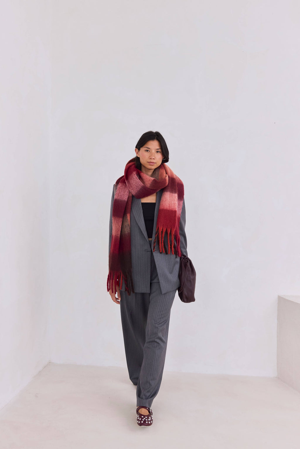 The Reykjavik Scarf - Burgundy check